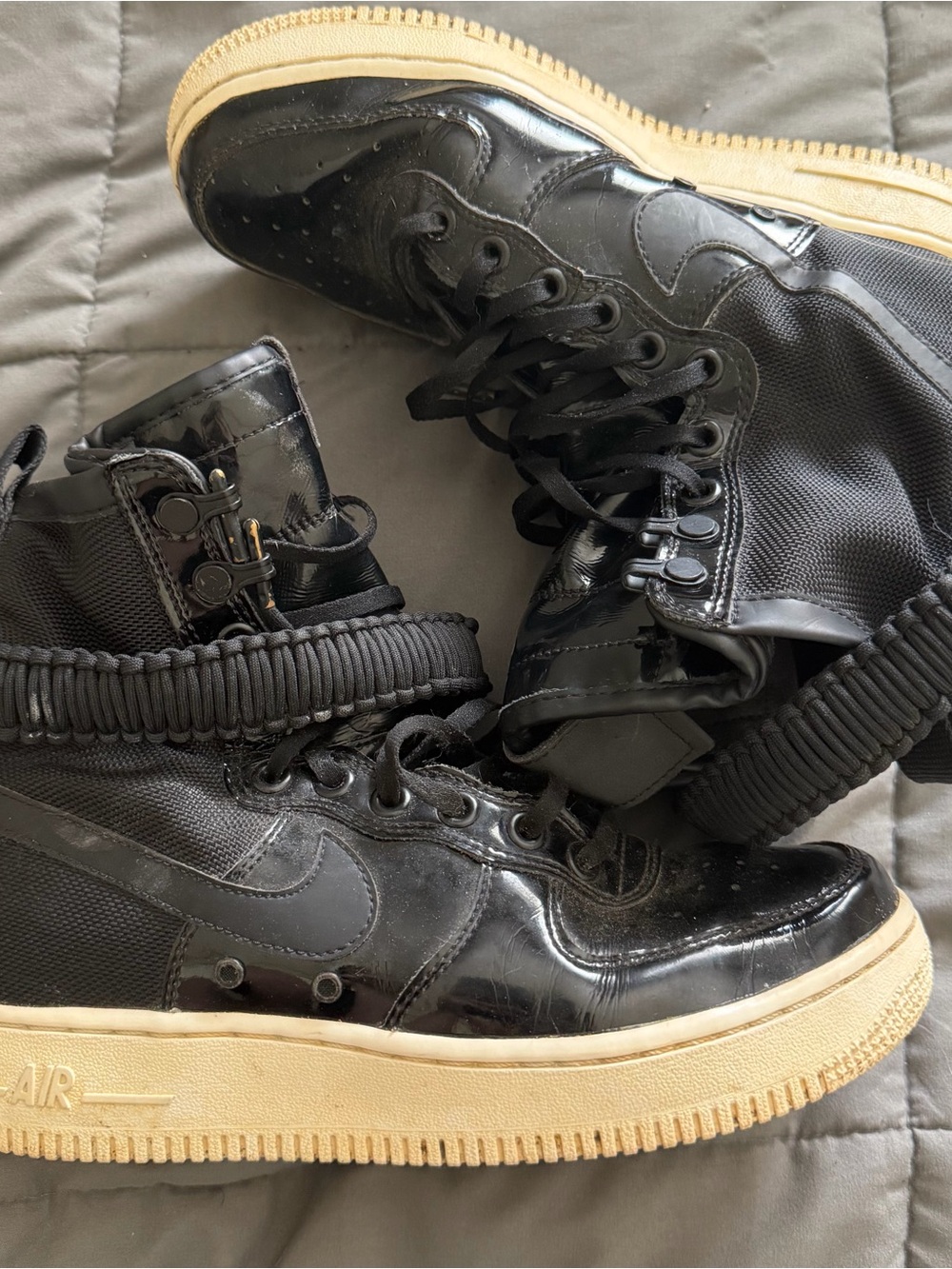 Nike SF Air Force 1 High “Ruby Rose / Force Is Female” in Black Patent.